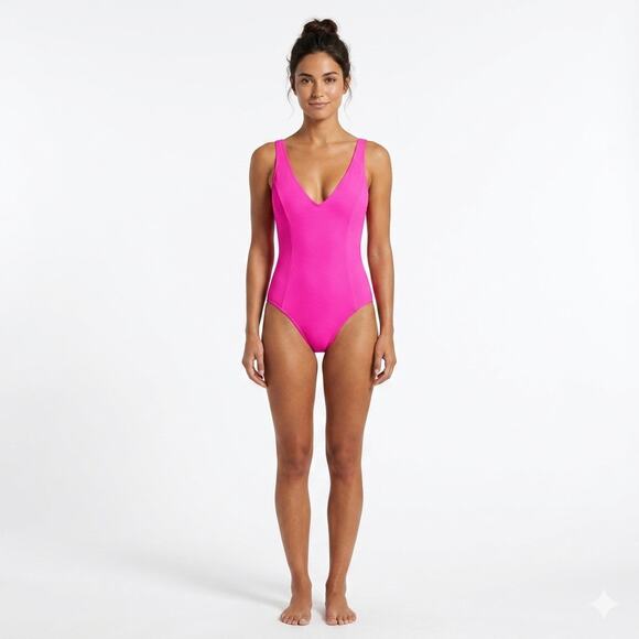 Le Cove Other - Vintage Le Cove Hot Pink Textured One Piece Swimsuit Size 12 Made in USA